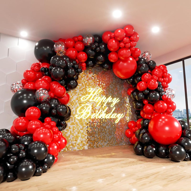 ADOINBY Red and Black Balloon Arch Kit - 140Pcs Party Balloon Garland for Birthday, Wedding, Graduation, and Anniversaries - Image 1