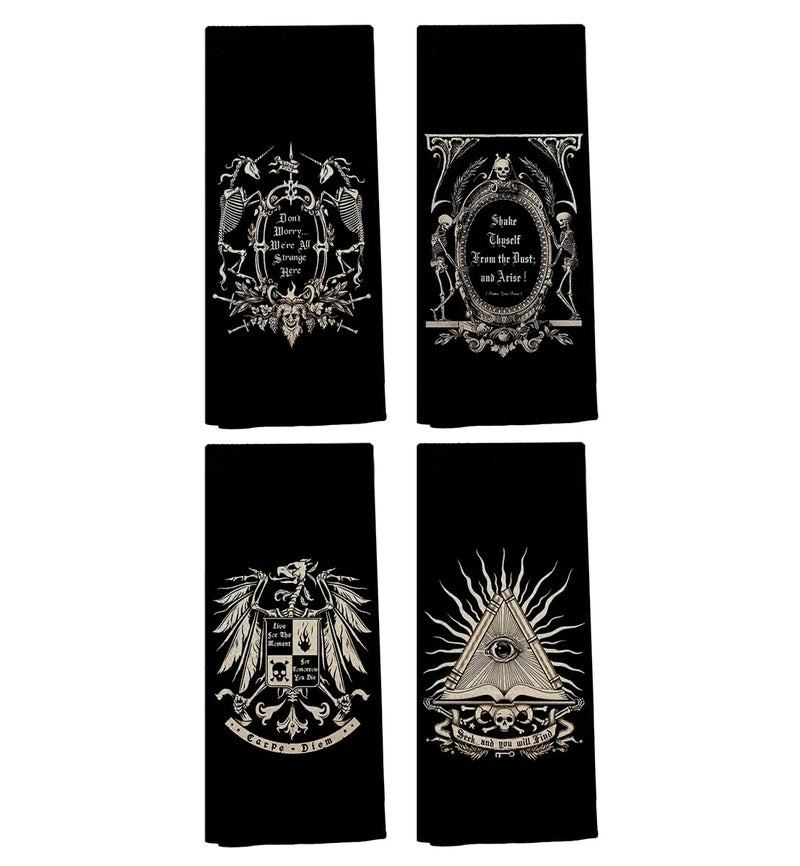 Knibeo Gothic Kitchen Towels Set  Gothic Gifts 2 Pieces 16 X 24 Inch Gothic Bathroom Hand Towels Witchy Gifts Skull Spooky Hand Towel Gothic Kitchen Accessories