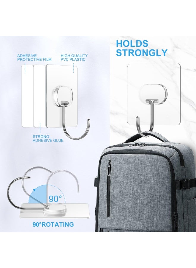 12-Pack Stainless Steel Hooks - Invisible Heavy Duty Adhesive Waterproof Wall Hooks, Max 5kg Load, Strong Wall Hooks for Towels  Coats, Waterproof Transparent Hooks for Bathroom, Shower, Kitchen (6.3*6.3 Cm) - Image 5