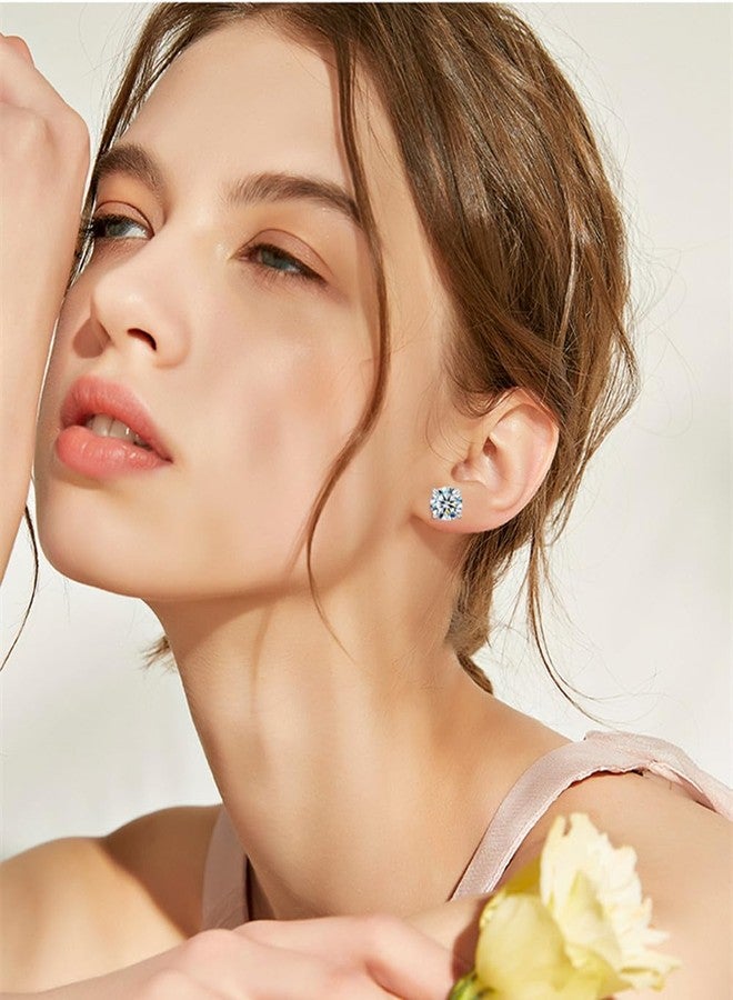Hopply 3 Pairs Hypoallergenic Titanium Earrings for Sensitive Ears,Screw Back Surgical Stainless Steel 5A Cubic Zirconia Piercing Sleeper Stud Earrings (3 Pairs CZ White/345mm) - Image 2