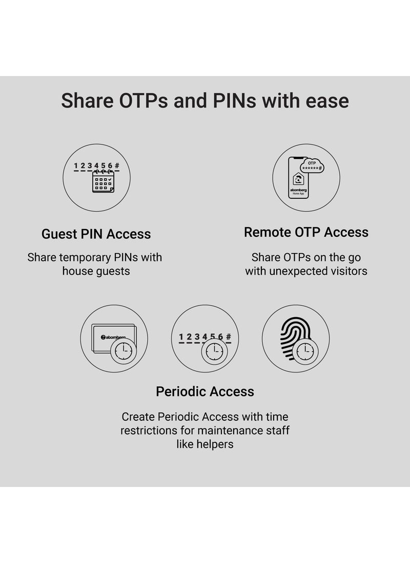 atomberg Atomberg Azhero Smart Door Lock 6 Ways Unlocking Fingerprint PIN Remote OTP NFC Card Atomberg App Data Stored in India Key 2 Stainless Steel Bolt 2 Year Warranty Black  - Image 4