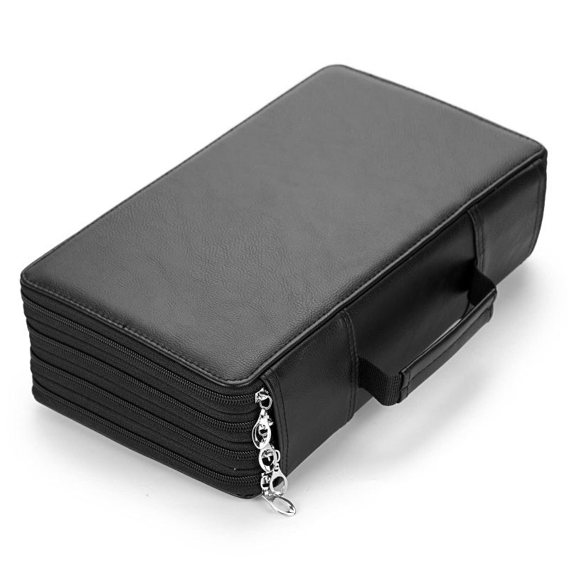 BTSKY 300 Slots Colored Pencil Organizer - Deluxe PU Leather Pencil Case Holder with Handle Strap Pencil Box Large for Colored Pencils Watercolor Pencils Black - Image 1