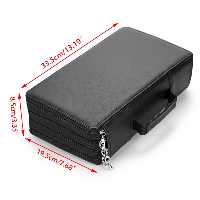 BTSKY 300 Slots Colored Pencil Organizer - Deluxe PU Leather Pencil Case Holder with Handle Strap Pencil Box Large for Colored Pencils Watercolor Pencils Black - Image 5