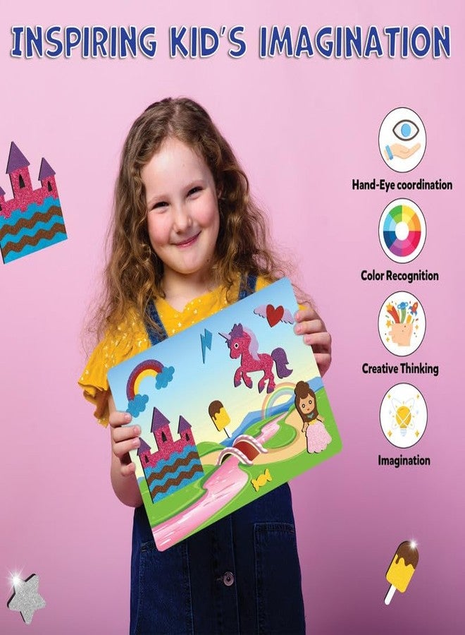 TOYJOS Foil Magic Unicorn & Princess Art Kit for Kids | No Mess DIY Foil Craft Set | Creative Activity for Girls & Boys Ages 4-9 | Educational Gift & Travel Art Toy for Kids - Image 4