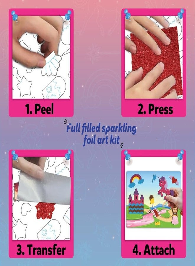 TOYJOS Foil Magic Unicorn & Princess Art Kit for Kids | No Mess DIY Foil Craft Set | Creative Activity for Girls & Boys Ages 4-9 | Educational Gift & Travel Art Toy for Kids - Image 2