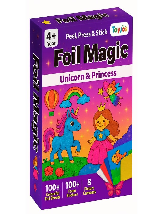 TOYJOS Foil Magic Unicorn & Princess Art Kit for Kids | No Mess DIY Foil Craft Set | Creative Activity for Girls & Boys Ages 4-9 | Educational Gift & Travel Art Toy for Kids - Image 1