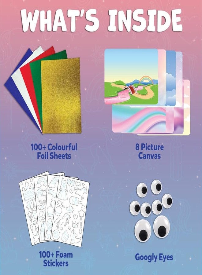 TOYJOS Foil Magic Unicorn & Princess Art Kit for Kids | No Mess DIY Foil Craft Set | Creative Activity for Girls & Boys Ages 4-9 | Educational Gift & Travel Art Toy for Kids - Image 3