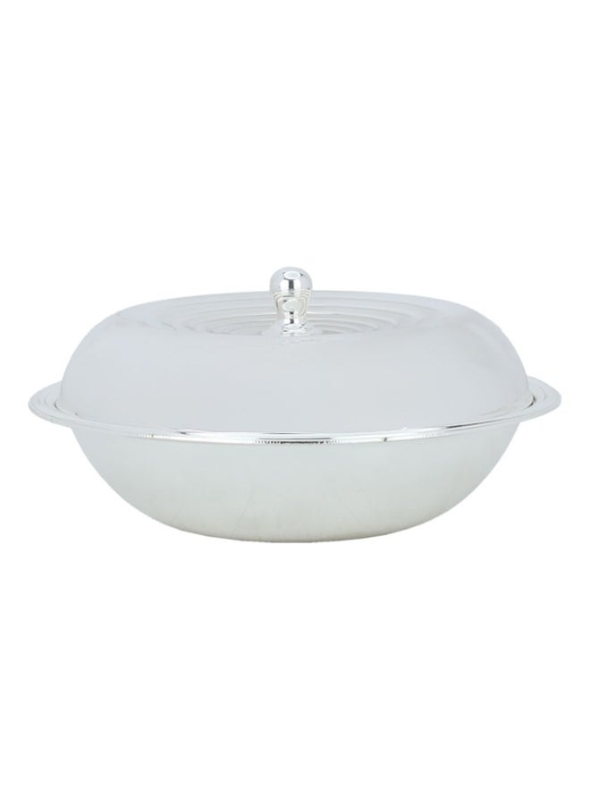 Alsaif Gallery Engraved Round Steel Date Bowl With Lid 13 Cm 