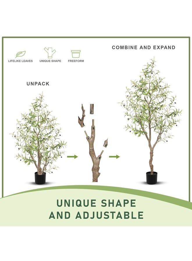 LYERSE Olive Trees Artificial Indoor - Faux Olive Tree 210cm with Large Olive Branches and Lifelike Fruits - Artificial Olive Tree for Modern Home Office House Living Room Decor - Image 3