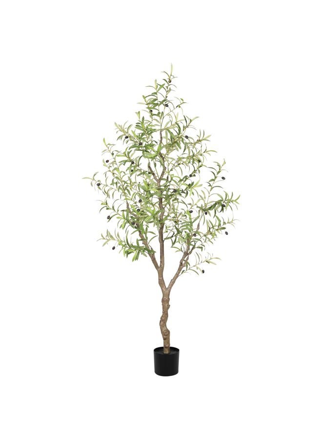 LYERSE Olive Trees Artificial Indoor - Faux Olive Tree 210cm with Large Olive Branches and Lifelike Fruits - Artificial Olive Tree for Modern Home Office House Living Room Decor - Image 1