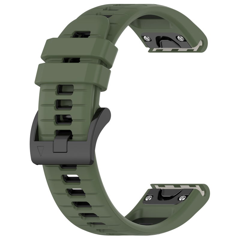 S-TOP For Garmin Forerunner 965 Sports Two-Color 22mm Silicone Watch Band(Olive Green+Black) - Image 2