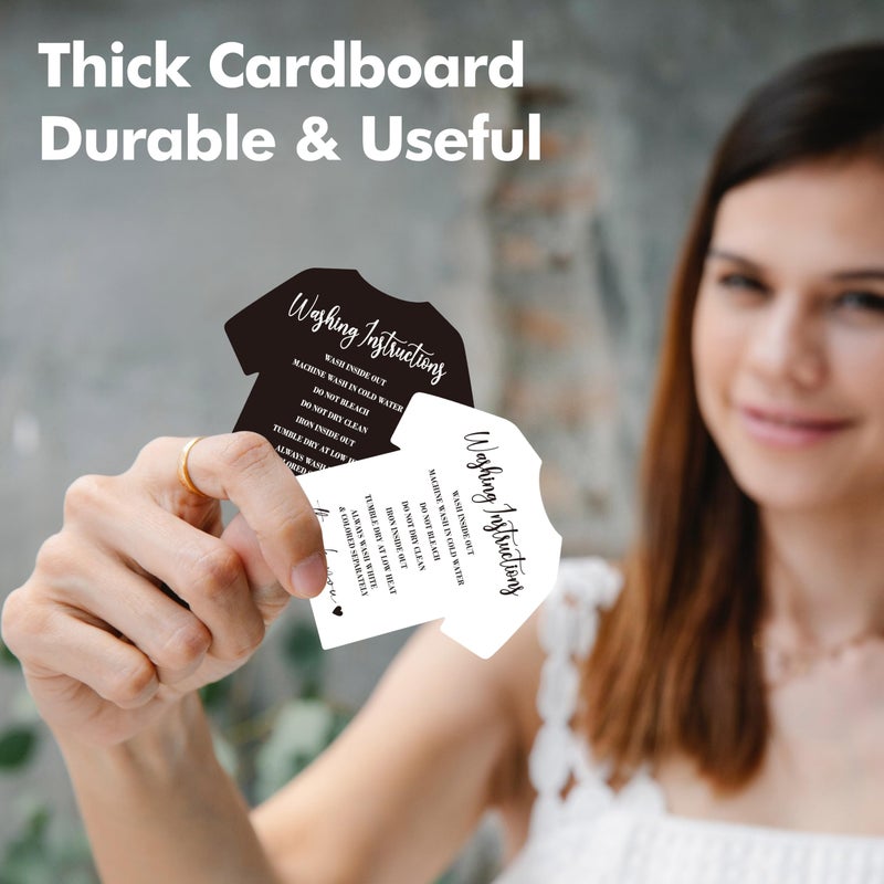 Gethelud 200 PCS Washing Instruction Cards, Clothes T Shirt Cleaning Care Instruction Insert Customer Direction Card for Small Business Packaging Online Shop Owner (3.5â€ x 3.4â€, Black & White) - Image 3