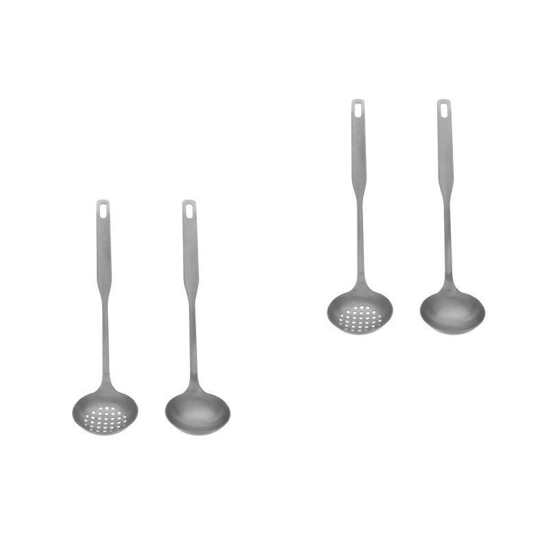 4 pcs Vintage Stainless Steel Hot Pot Spoon Set Thickened Handle Skimmer Ladle For Soup Straining And Serving Hot Pot Accessories - Image 1
