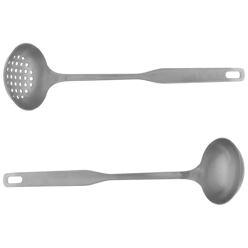 4 pcs Vintage Stainless Steel Hot Pot Spoon Set Thickened Handle Skimmer Ladle For Soup Straining And Serving Hot Pot Accessories - Image 3