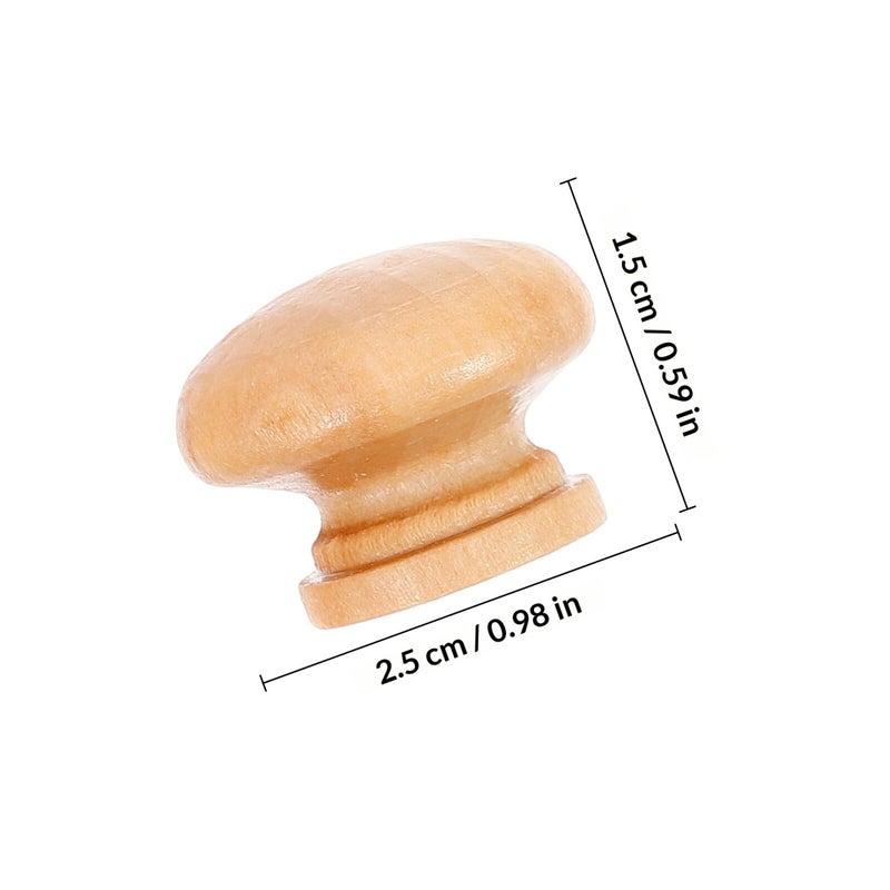 24 Natural Wood Round Cabinet Knobs 1 Inch Drawer Handles Mushroom Pulls for Furniture - Image 3