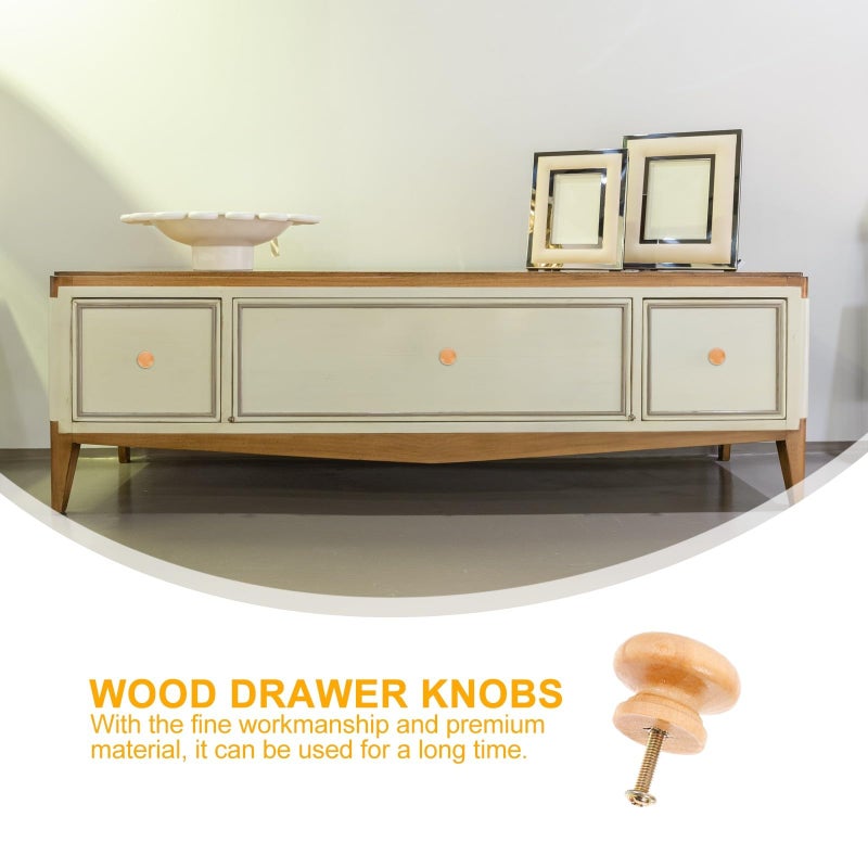 24 Natural Wood Round Cabinet Knobs 1 Inch Drawer Handles Mushroom Pulls for Furniture - Image 4