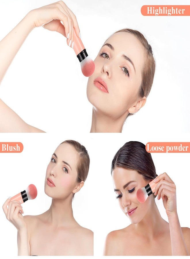 Falliny Retractable Kabuki Makeup Brush, Travel Face Blush Brush, Portable Powder Brush with Cover for Blush, Bronzer, Buffing, Flawless Powder Cosmetics - Image 3