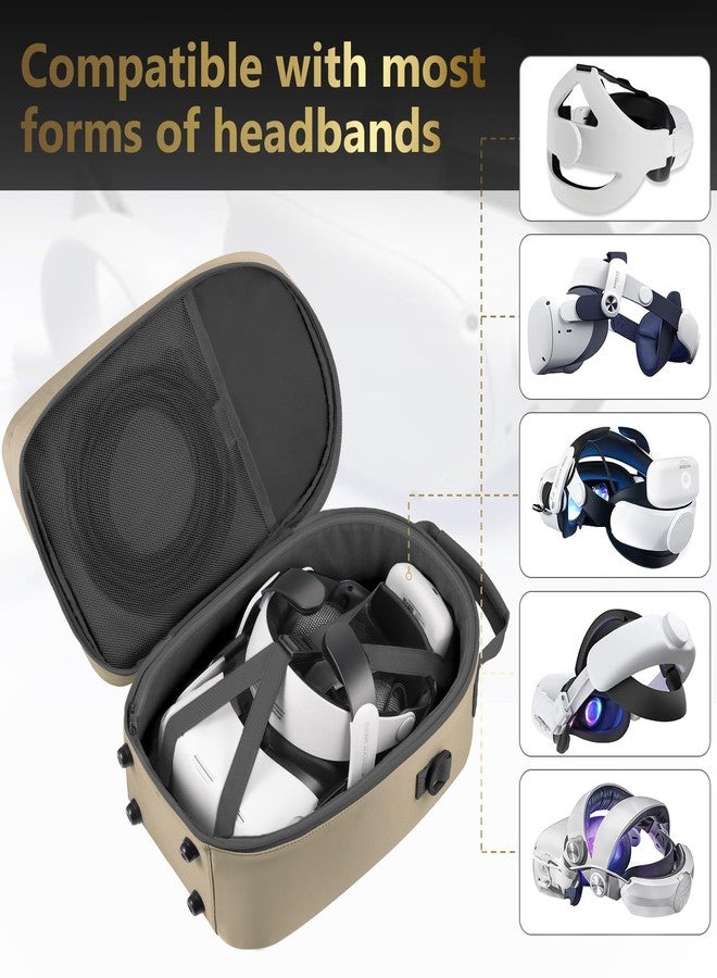 FOREGOER Carrying Case for Meta Quest 3/Oculus Quest 2, Hard Travel Storage Case Compatible with Meta Oculus Quest 2 Headset, Quest Pro and Accessories, VR All-in-One Gaming Headset (khaki) - Image 3