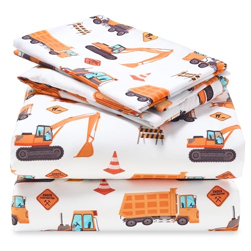 Joiedomi Kids Full Sheet Set Construction Vehicle - 4 Piece Soft Microfiber Bed Sheets - Deep Pocket Wrinkle Free, Cozy Toddler Bedding Set, Fade Resistant Breathable for Boys Girls Teens - Image 1