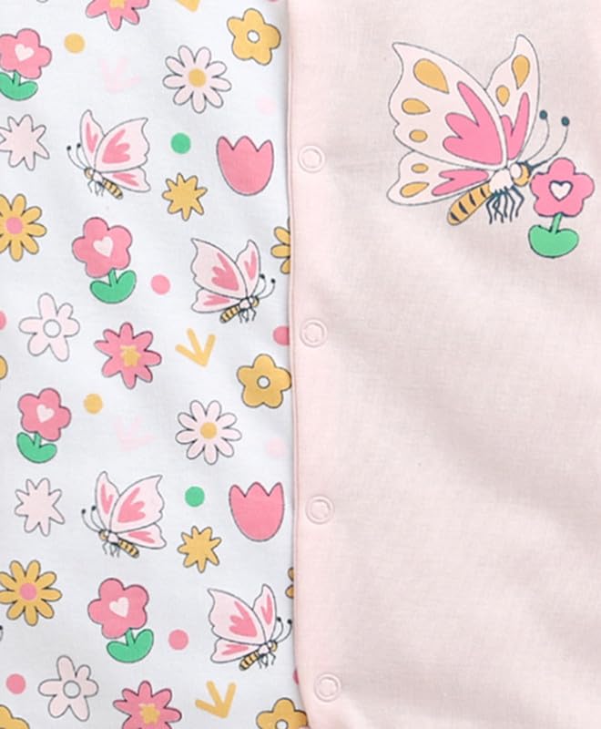 BUMZEE Girls Cotton Full Sleeves Sleepsuit Pink & White - 6-9 Months (Peb10920D-pnk) - Image 4