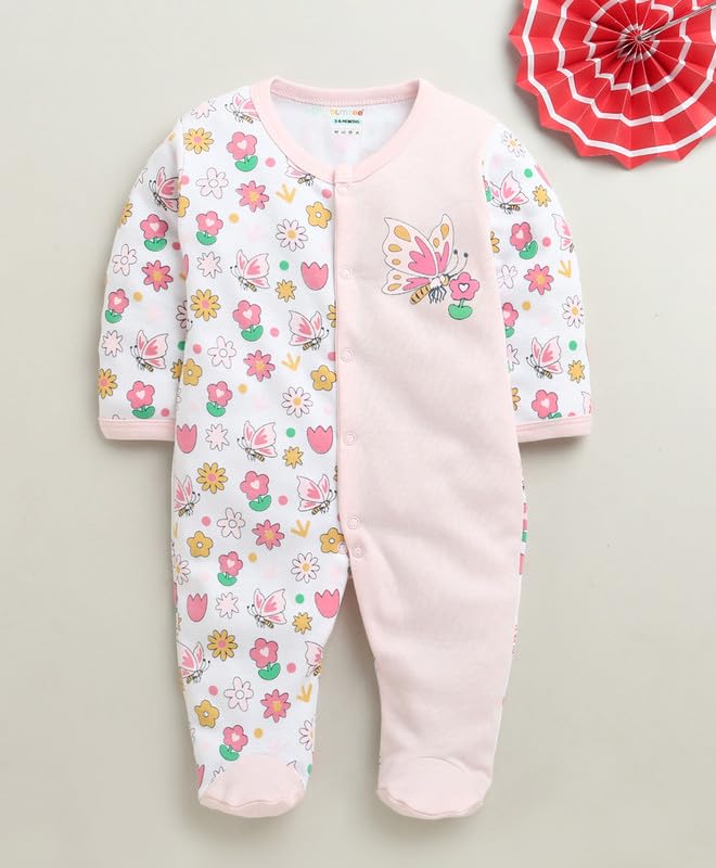 BUMZEE Girls Cotton Full Sleeves Sleepsuit Pink & White - 6-9 Months (Peb10920D-pnk) - Image 5