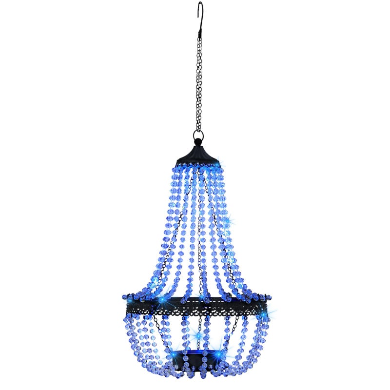 SUNNYPARK Hanging Solar Lantern Outdoor, 28â€ Modern Clear Crystal Acrylic Chandelier with 30 Warm White Lights S Hook for Garden, Yard, Patio, Gazebo Decorations - Image 2