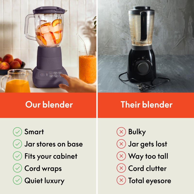 bella 10 Speed Countertop Blender, Juicer & Smoothie Maker, Fits-anywhereâ„¢ Kitchenware, Slim Flip & Store Design, Dishwasher Safe 48oz Capacity Pitcher & Lid, Stainless Steel Blade, 450 Watt, Plum - Image 5