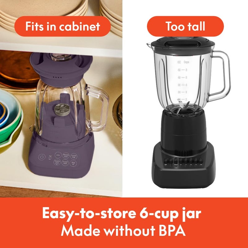 bella 10 Speed Countertop Blender, Juicer & Smoothie Maker, Fits-anywhereâ„¢ Kitchenware, Slim Flip & Store Design, Dishwasher Safe 48oz Capacity Pitcher & Lid, Stainless Steel Blade, 450 Watt, Plum - Image 2