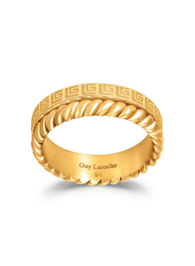 Guy Laroche Eleonore Gold Plated Two-Line Ring for Women 54mm