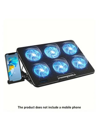 Ultra Slim Laptop Cooling Pad - 6 Quiet LED Fans for Efficient Cooling, Adjustable Fan Speed, USB Powered, Portable Design for 13-17 Inch Laptops, Ideal for Gaming and Everyday Use,With mobile phone holder - pzsku/Z1CBA1E52156C374599C5Z/45/_/1740650334/ffa41195-72e1-4139-ad07-aa1a9300df8a