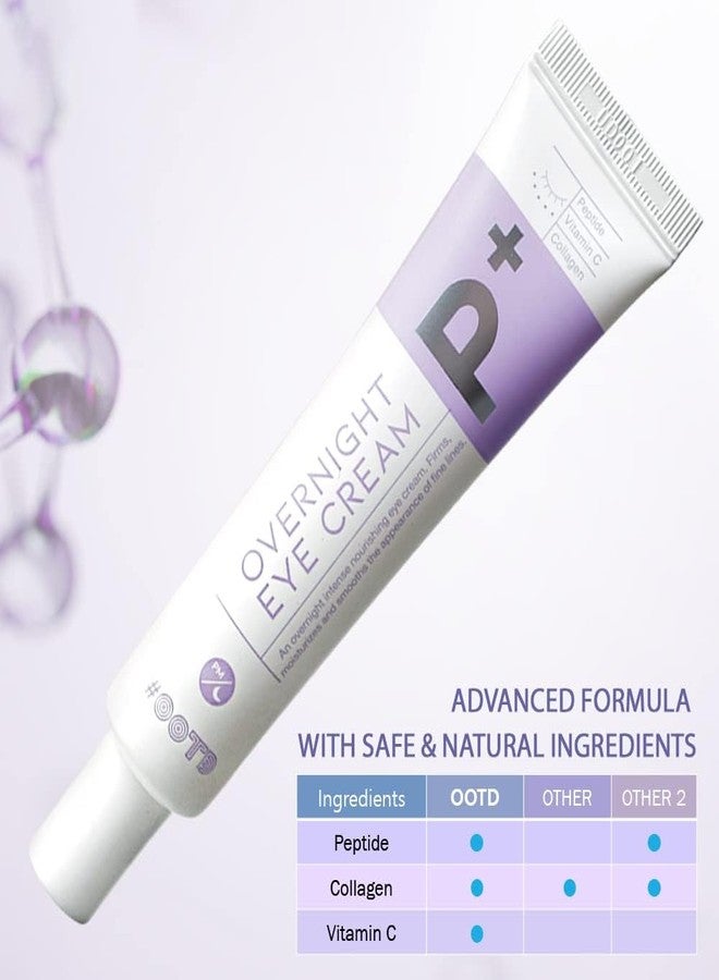 #OOTD Vegan Facial Eye Cream With Peptides, Vitamin C, Collagen [25 G] Overnight Korean Under Eye Treatment Cream For Men & Women, Kbeauty Night Time Eve Vegan Certified Face + Skin Care - Image 2