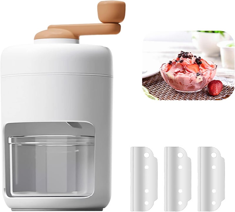 جليفار ماكينة حلاقة الثلج - كسارة ثلج يدوية - تصميم بمقبض يدوي، قالب تجميد متضمن، ثلج ناعم لأقماع الثلج، مثالية للمطبخ المنزلي، والمشروبات الصيفية، والحلويات المجمدة - Image 3