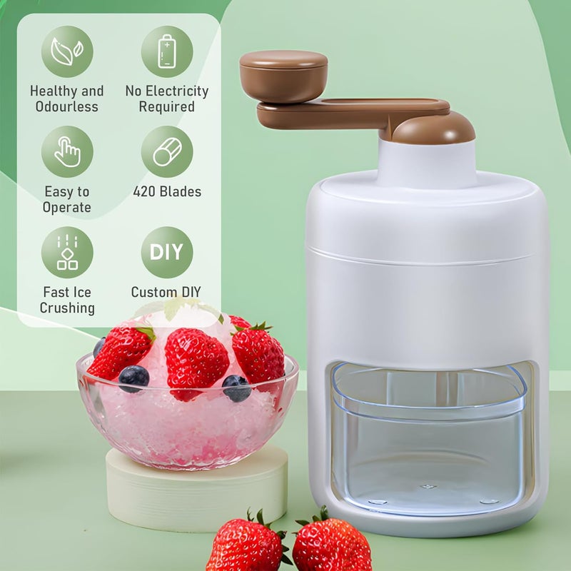 جليفار ماكينة حلاقة الثلج - كسارة ثلج يدوية - تصميم بمقبض يدوي، قالب تجميد متضمن، ثلج ناعم لأقماع الثلج، مثالية للمطبخ المنزلي، والمشروبات الصيفية، والحلويات المجمدة - Image 5