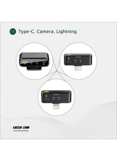 GREEN LION 3 In 1 Microphone GM-85X / LED Display / Noise Reduction Mode / Includes: Type-C, Camera, Lightning Receiver/ 360° Omnidirectional / 3-Level Volume / Ultra-Mini Microphone - Black  - Image 4
