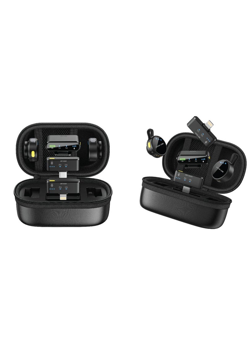 GREEN LION - 3 In 1 Microphone GM-85X / LED Display / Noise Reduction Mode / Includes: Type-C, Camera, Lightning Receiver/ 360° Omnidirectional / 3-Level Volume / Ultra-Mini Microphone - Black - Image 1