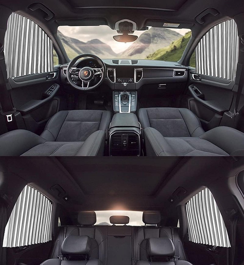 Ovege Car Window Shade -Car Side Window Sun Shade Car Curtain Pleated Silky UV Protection Privacy Baby Suction Magnetic (Silver, Front&Back 4pcs) - Image 5