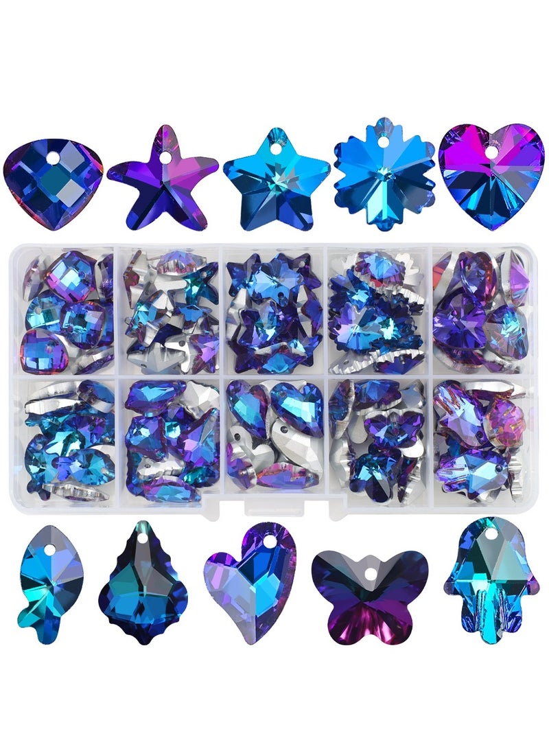 MissTiara 100pcs 10 types of Crystal Glass pendant Kit For Jewelry Bracelet Necklace And Art Craft  Include Butterfly Seashell starfish Ice flower etc.  - Image 2