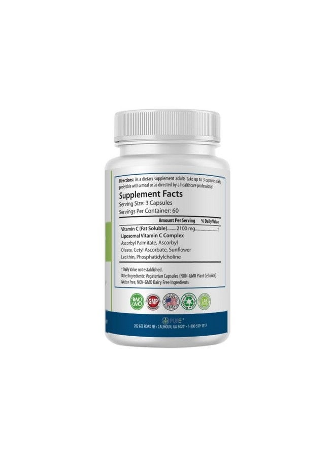 PURE Liposomal Vitamin C Capsules, 2100mg, Sunflower Lecithin, 180 Capsules, 60-Day Supply, Immune & Antioxidant Support - Image 5