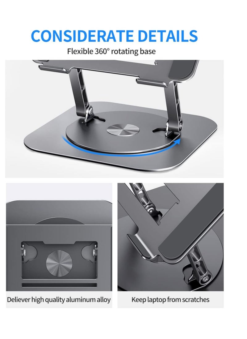 Generic - Aoife Adjustable Laptop Stand with 360 Degree Rotating Base, Practical and Convenient Foldable Design, Compatible with MacBook Pro/Air Notebook up to 16 Inch, Gray - Image 1