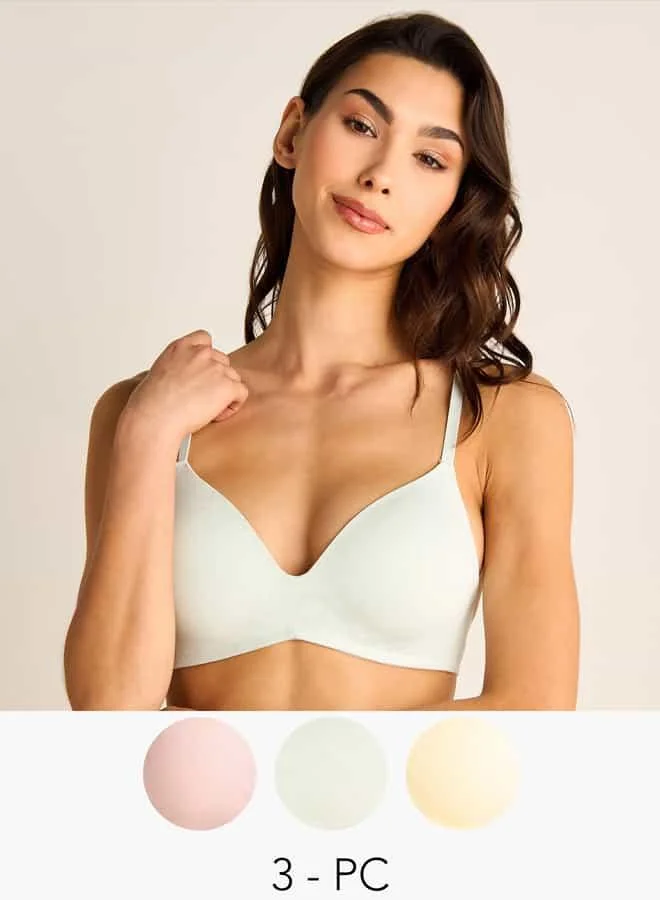 Splash FAV Set of 3 - Adjustable Strap Support Bra with Hook and Eye Closure