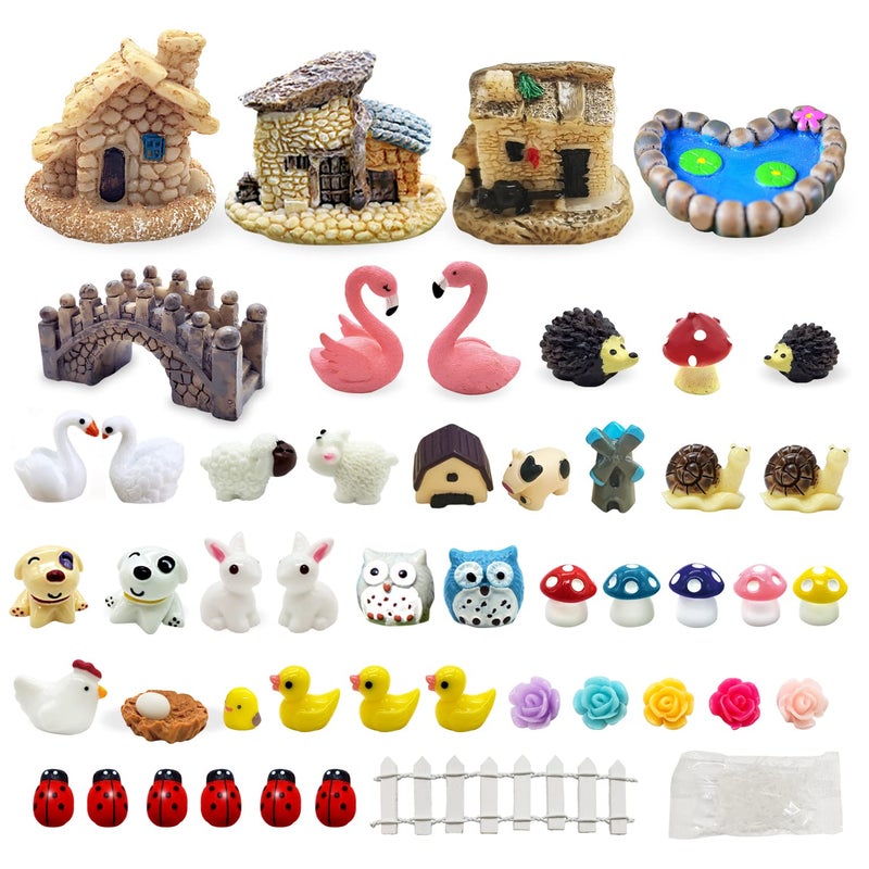 Dracarys Selected 50 Pieces Fairy Garden Accessories, Animals, Miniature Figurines, Micro Landscape Ornaments Kit, DIY, Environmental Resin - Image 1
