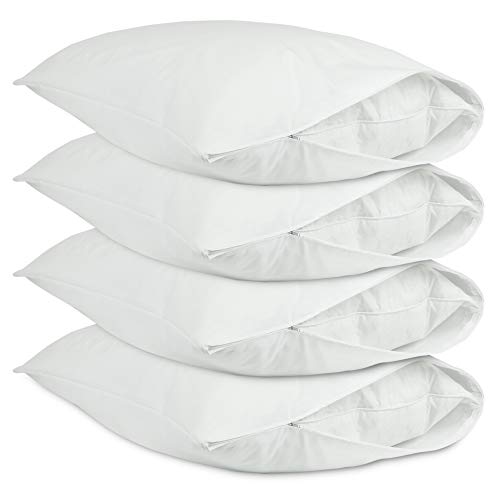 BC BARE COTTON Luxury Hotel Bedding Quality Collection, Ultra Soft dust Proof Plain Pillow Protector | Pillow Cover with Zipper, Soft & Comfortable for Hair and Skin, Standard Size, 4 Pack Set - Image 1