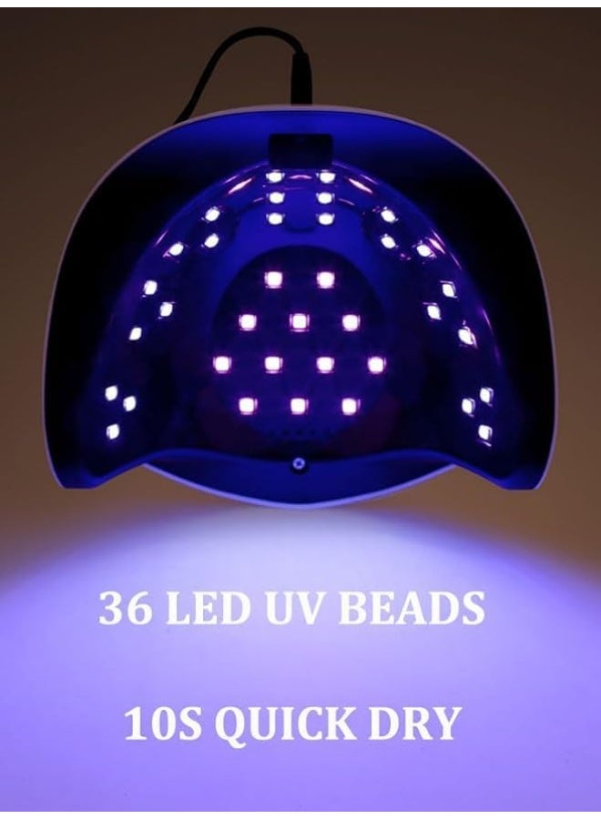 مصباح أظافر احترافي يعمل بتقنية LED فوق البنفسجية بقوة 168 واط من طراز Sun-S6 لتجفيف طلاء الجل بسرعة فائقة، بطول موجي مزدوج 365 نانومتر + 405 نانومتر، ومؤقت رقمي يعمل باللمس، مجفف أظافر محمول باليد للاستخدام في الصالونات والمنزل - ذهبي - Image 5