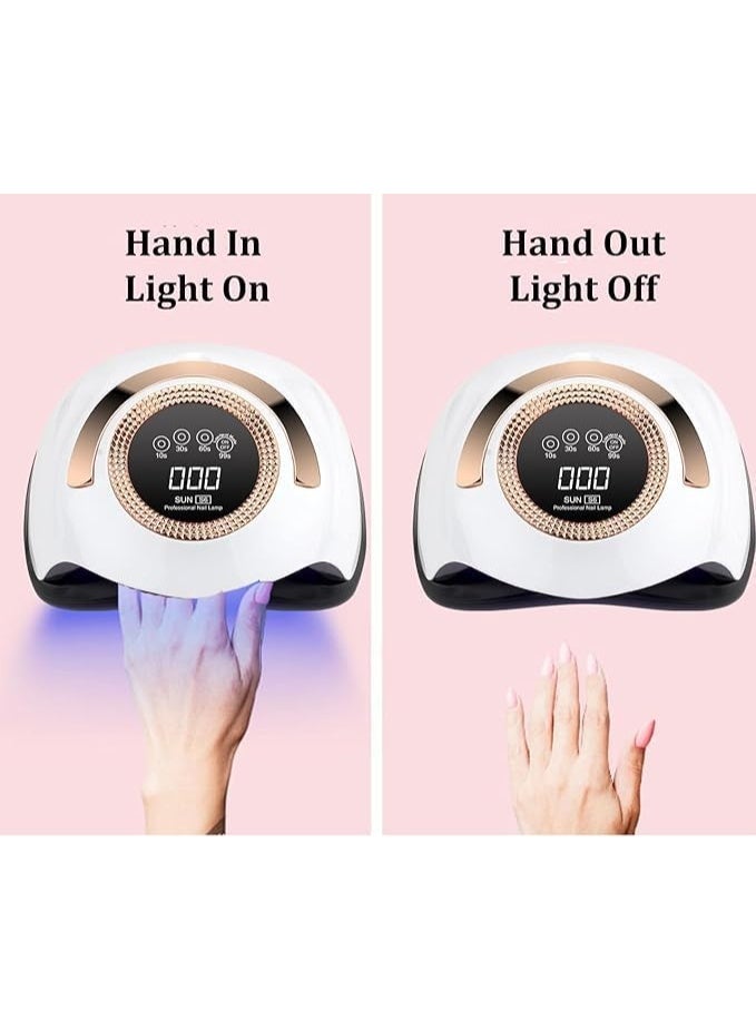 مصباح أظافر احترافي يعمل بتقنية LED فوق البنفسجية بقوة 168 واط من طراز Sun-S6 لتجفيف طلاء الجل بسرعة فائقة، بطول موجي مزدوج 365 نانومتر + 405 نانومتر، ومؤقت رقمي يعمل باللمس، مجفف أظافر محمول باليد للاستخدام في الصالونات والمنزل - ذهبي - Image 4