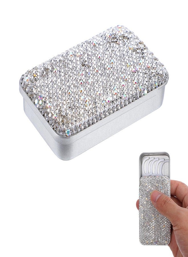 Skrfren 1 PC Dental Floss Portable Case, Bling Container Tooth Picks Dispenser Convenient Refillable Glide Floss Storage Container, Portable Bling Diamond Case for Travelling Flossing Solution, Silver - Image 1