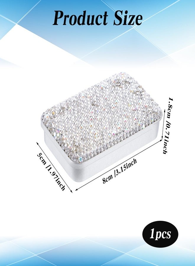 Skrfren 1 PC Dental Floss Portable Case, Bling Container Tooth Picks Dispenser Convenient Refillable Glide Floss Storage Container, Portable Bling Diamond Case for Travelling Flossing Solution, Silver - Image 2