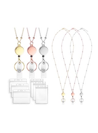 Stylish 3-Pack Badge Lanyards with 6 Badge Holders - Perfect Mother's Day Gift for Women, Men, and Girls - Retractable ID Badge Lanyards in Gold and Rose Gold and White - pzsku/Z1CBA67D69F945EC87A0DZ/45/_/1710652104/cfc110d1-3628-46fa-bd6a-62ae9fca158a