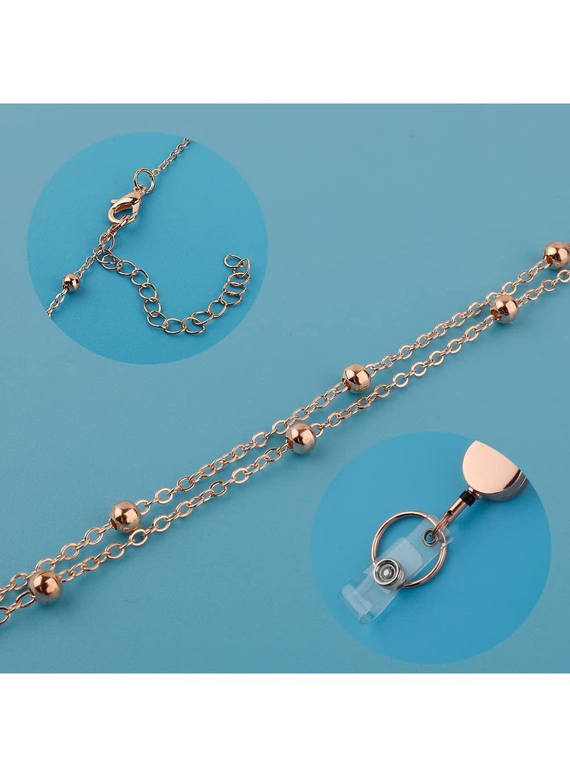 Stylish 3-Pack Badge Lanyards with 6 Badge Holders - Perfect Mother's Day Gift for Women, Men, and Girls - Retractable ID Badge Lanyards in Gold and Rose Gold and White