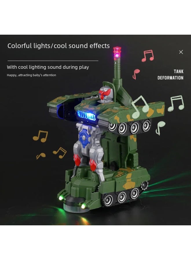 Loquat Children's Robot Transform Tank Armored Vehicle All-directional Light Music Electric Plane Boys Toy Plastic Model Tank-Color:Deformation Tank Charging Suit Screwdriver - Image 4