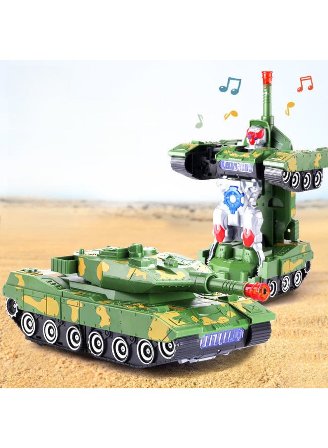 Loquat Children's Robot Transform Tank Armored Vehicle All-directional Light Music Electric Plane Boys Toy Plastic Model Tank-Color:Deformation Tank Charging Suit Screwdriver - Image 2